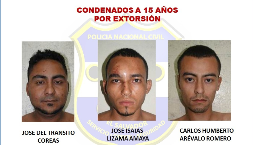 Tres miembros de estructuras delictivas condenados a 15 años de prisión por extorsión