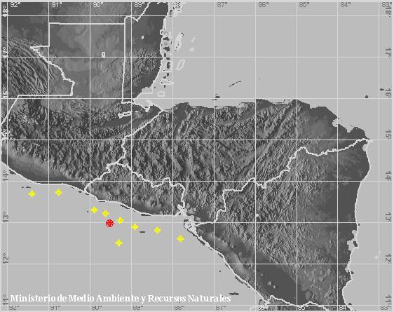 Sismo Sentido de Magnitud 3.6, Frente a la costa de La Libertad. A 58 km al sur de Playa El Sunzal