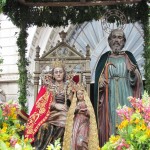 Señora Santa Ana, La Virgen María y San Joaquín previo a iniciar la procesión por las calles de la ciudad morena