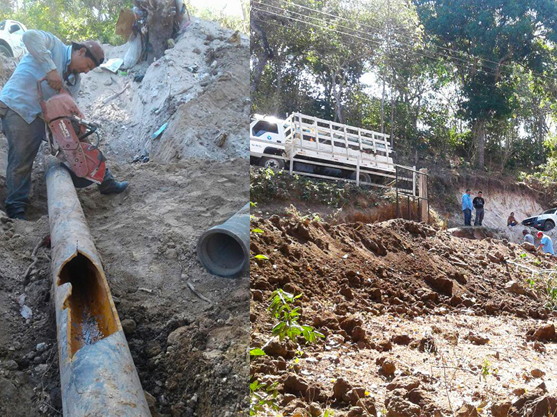 Reparan tubería que abastece al municipio de Coatepeque