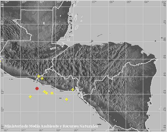 Sismo Sentido de Magnitud 3.7, Frente a la costa de Sonsonate. A 37 km al suroeste de Playa Los Cóbanos