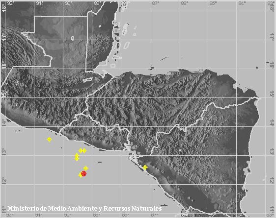 Sismo Sentido de Magnitud 4.3, Frente a la costa de La Paz. A 110 km al suroeste de Desembocadura del Río Lempa