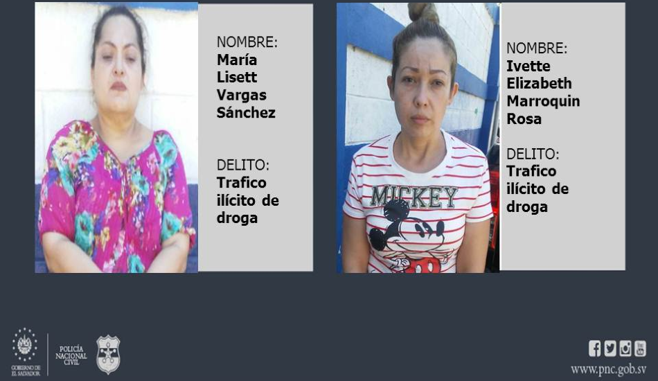 Policía captura a mujeres vinculadas al tráfico de metanfetaminas, en Sonsonate