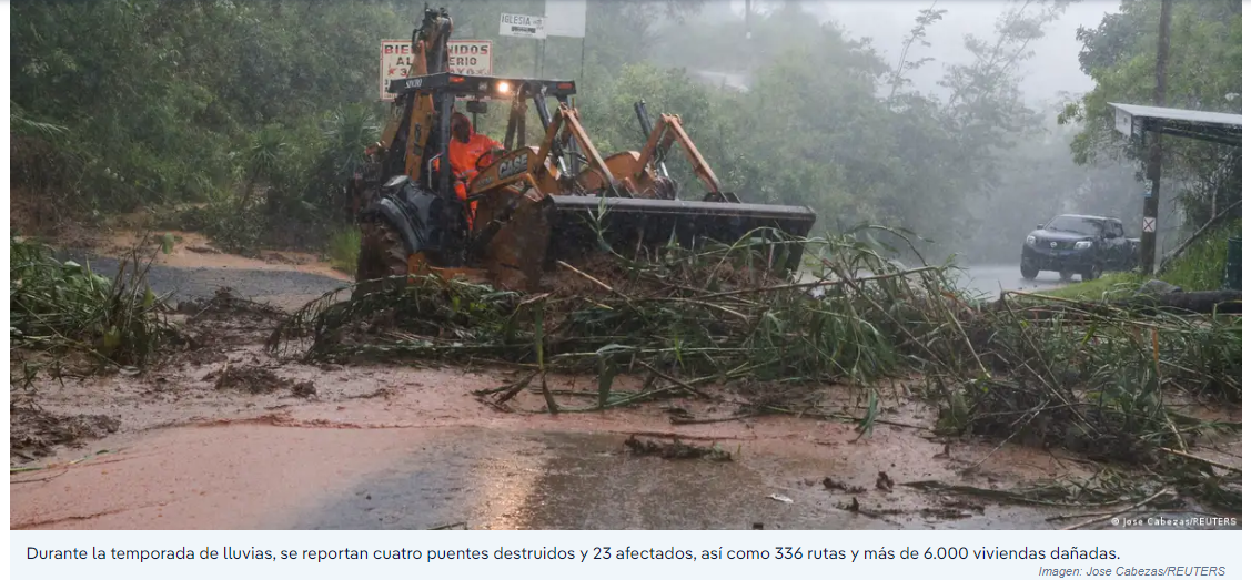 Colapsa acceso a puente de Guatemala en ruta a El Salvador